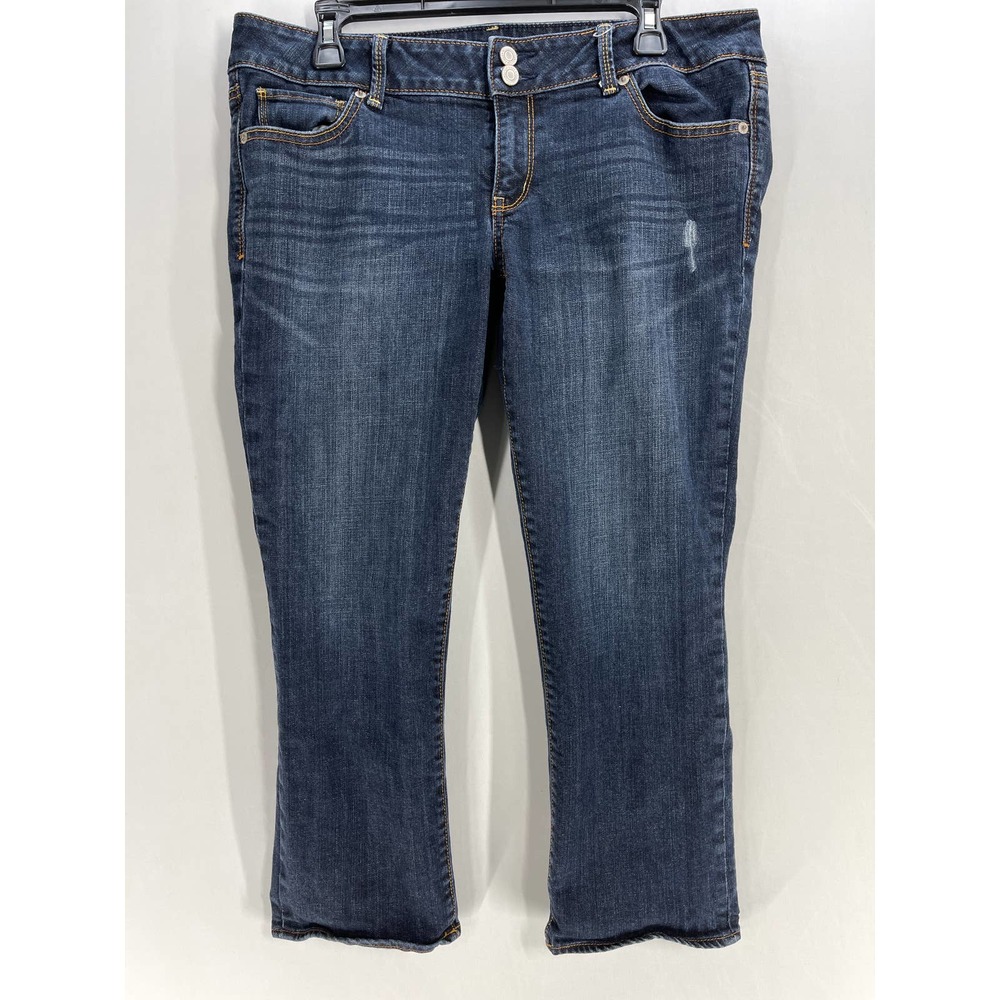 American Eagle Women Artist Cropped Jeans Size 14 Dark Wash Denim Stretch